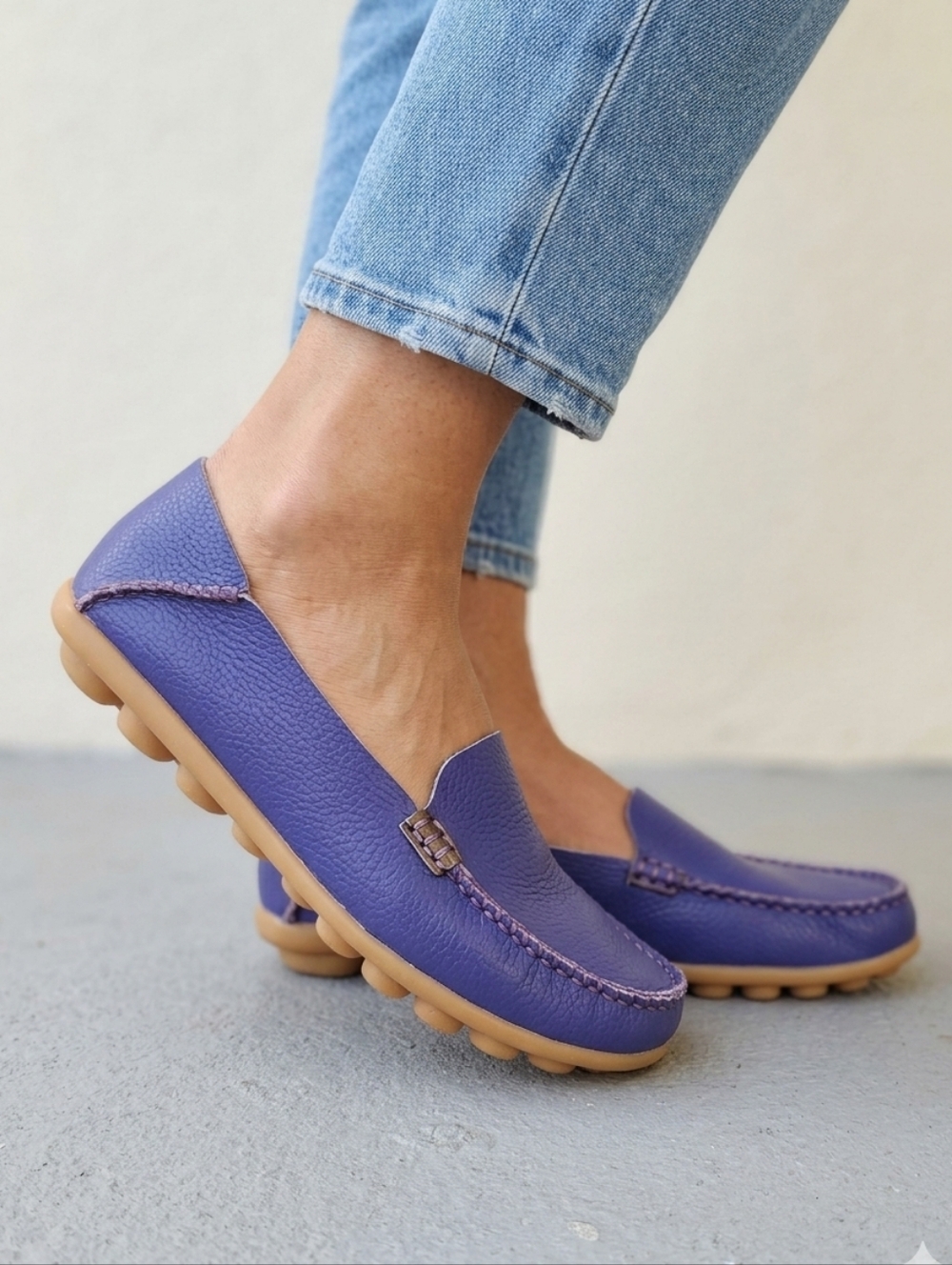 Venus Celia Purple Comfort Walling Flats Shoes Loafers Leather Size 39